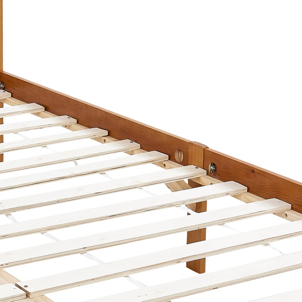 vidaXL Cadru pat cu baldachin, maro miere, 140x200cm, lemn masiv pin