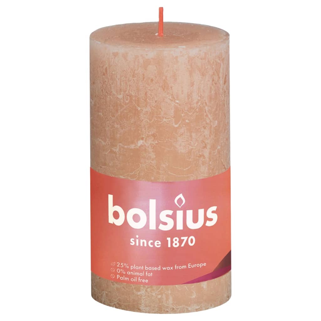 Bolsius Lumânări bloc rustice Shine, 4 buc., roz cețos, 130x68 mm