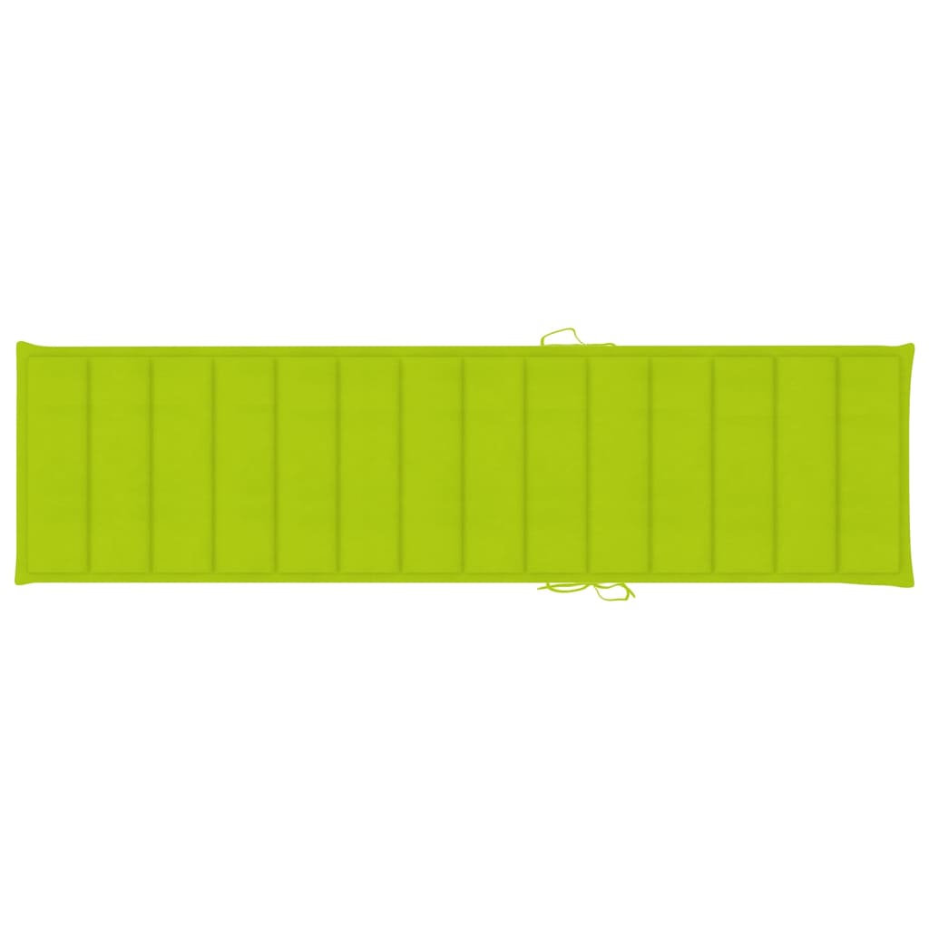 vidaXL Șezlonguri cu pernă verde aprins, 2 buc., lemn masiv de tec