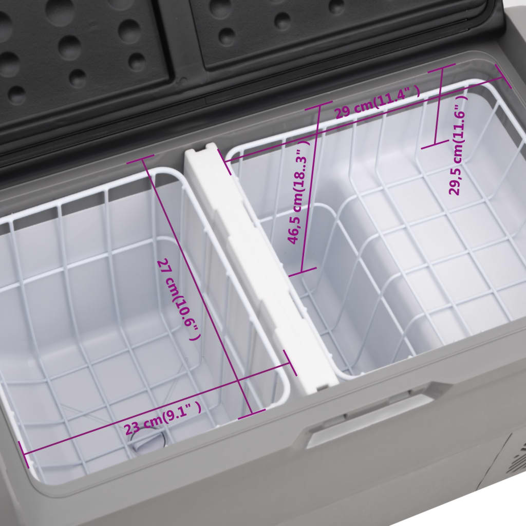 vidaXL Ladă frigorifică cu roată și mâner 60 L, negru și gri, PP & PE
