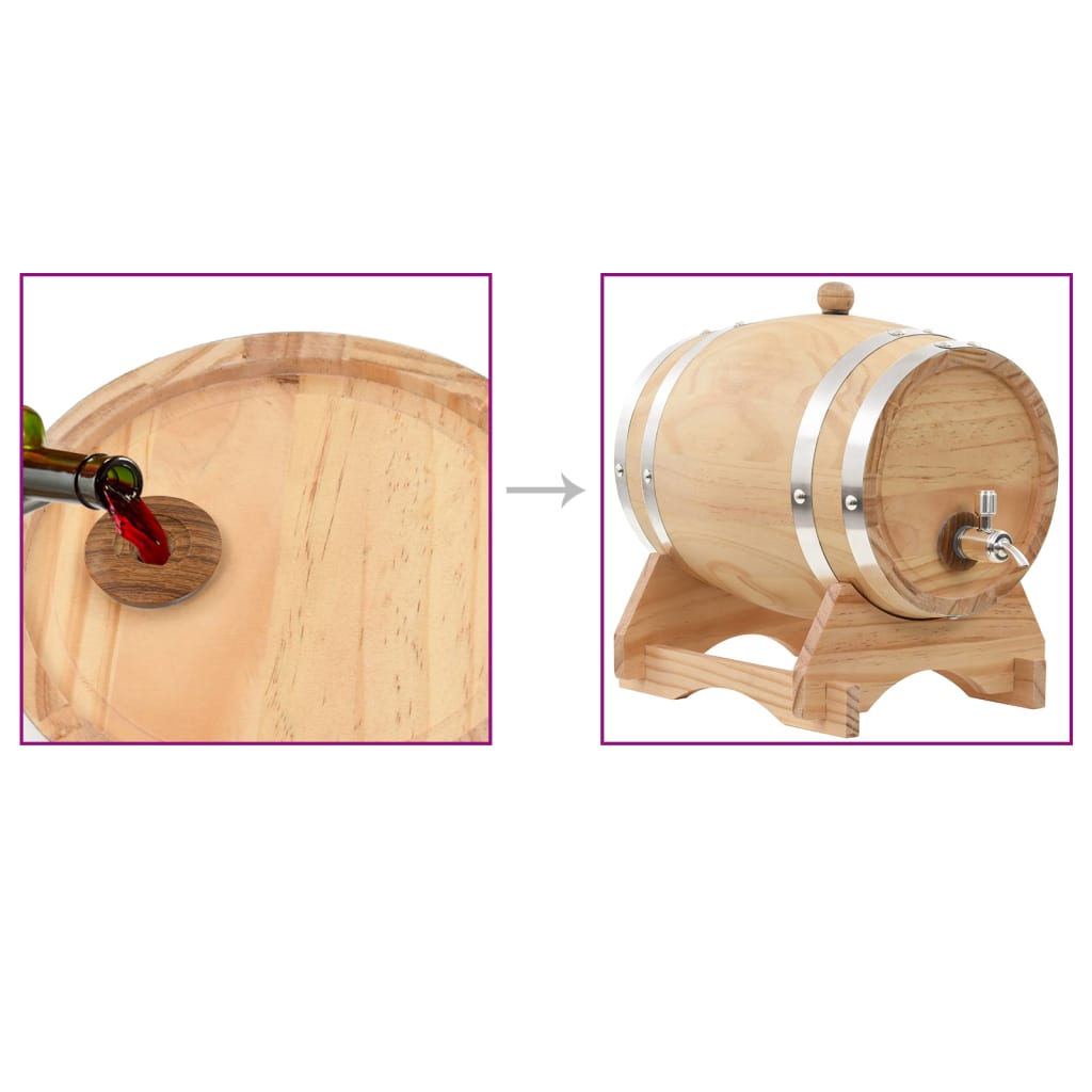 vidaXL Butoi de vin cu robinet, 6 L, lemn masiv de pin