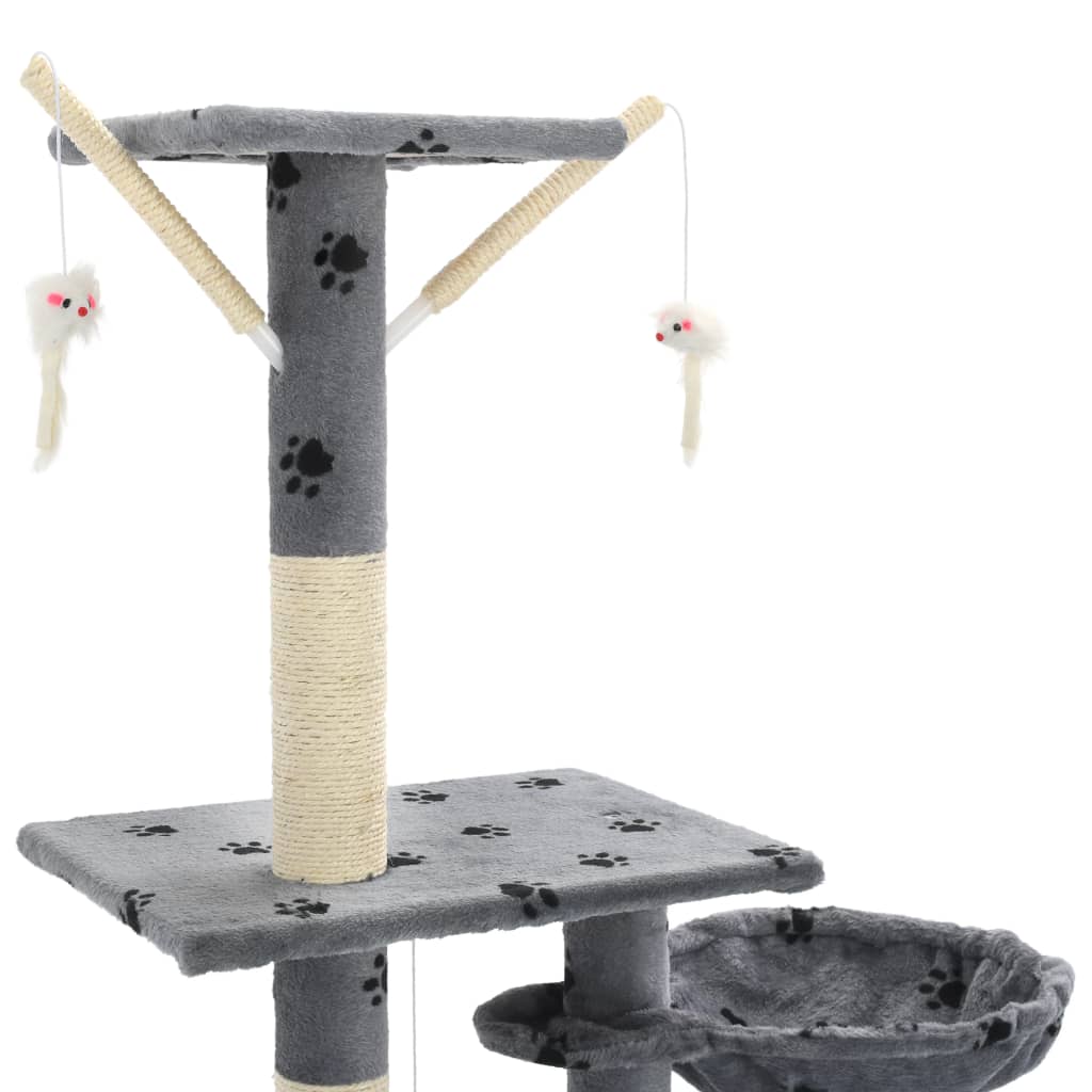 vidaXL Ansamblu pisici cu funie sisal, 230-250cm, imprimeu lăbuțe, gri