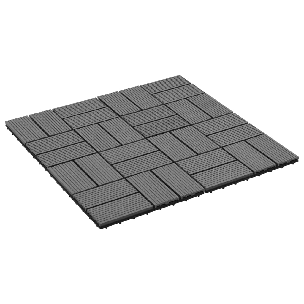 vidaXL Plăci de podea, 11 buc., gri, 30 x 30 cm, 1 mp, WPC
