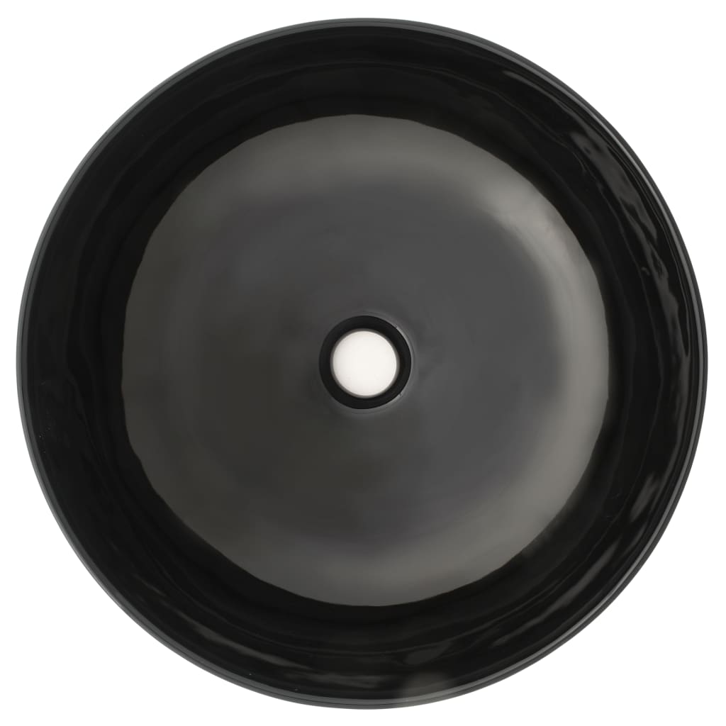 vidaXL Chiuvetă din ceramică, rotundă, 41,5 x 13,5 cm, negru