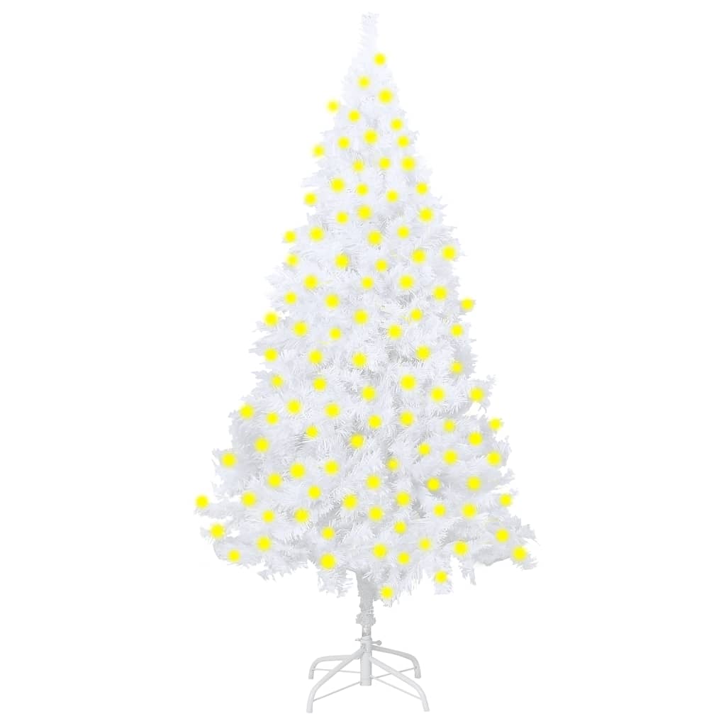 vidaXL Brad Crăciun artificial pre-iluminat ramuri groase, alb, 210 cm