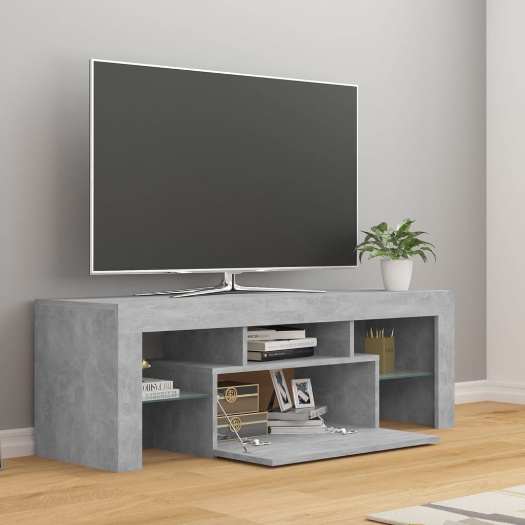 vidaXL Comodă TV cu lumini LED, gri beton, 120x35x40 cm