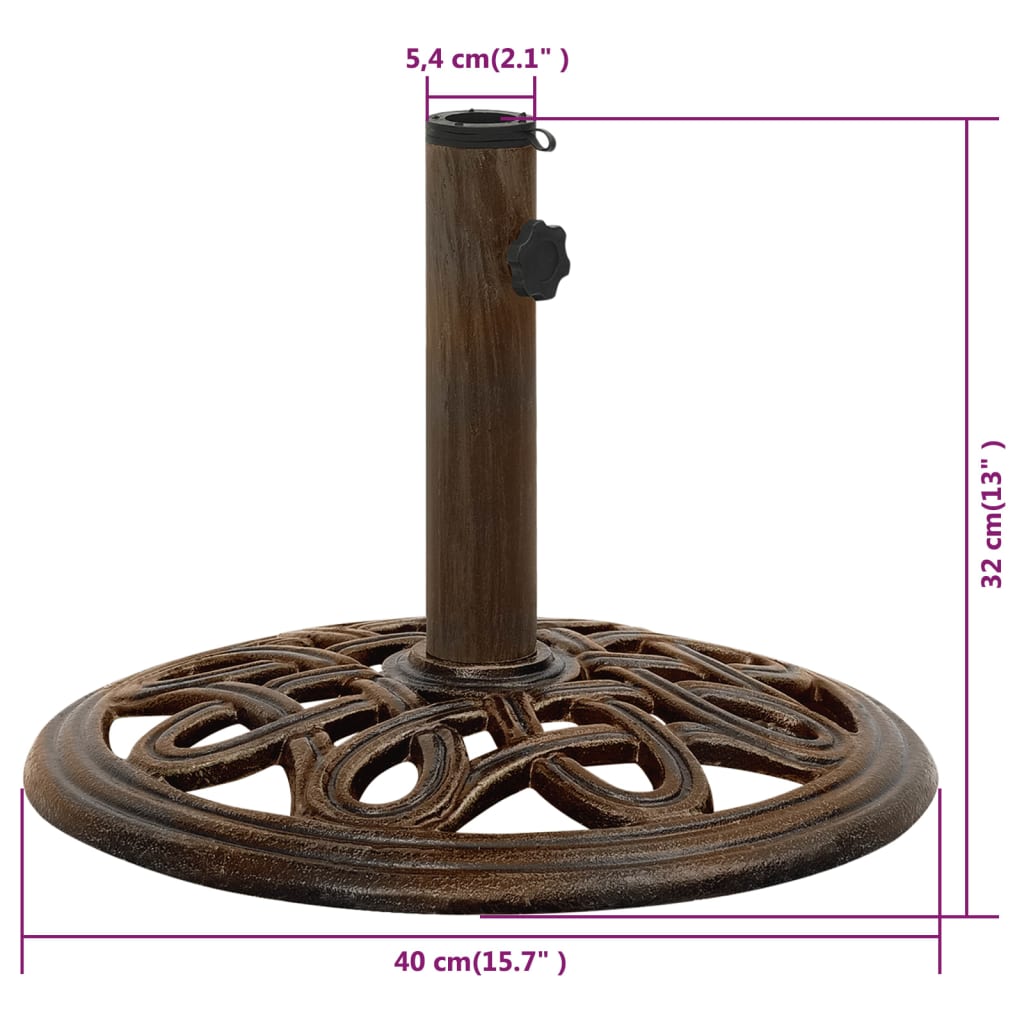 vidaXL Suport de umbrelă, bronz, 40x40x32 cm, fontă