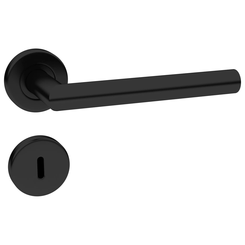 vidaXL Set clanță pentru ușă cu rozetă BB, negru, oțel inoxidabil