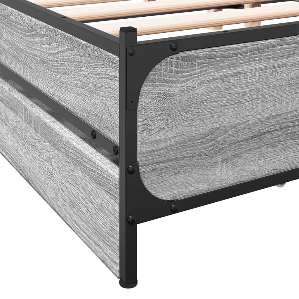 vidaXL Cadru de pat cu sertare gri sonoma 120x200 cm lemn prelucrat