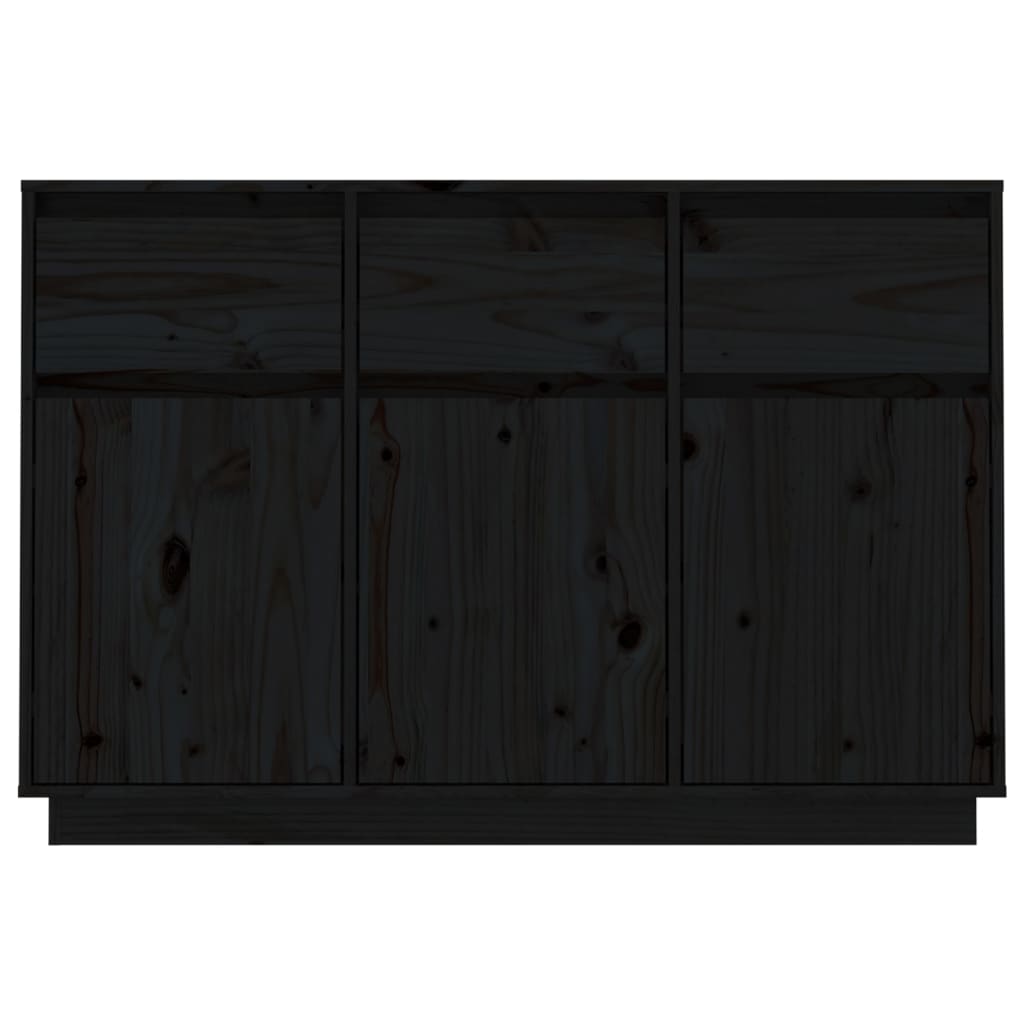 vidaXL Servantă, negru, 110x34x75 cm, lemn masiv de pin