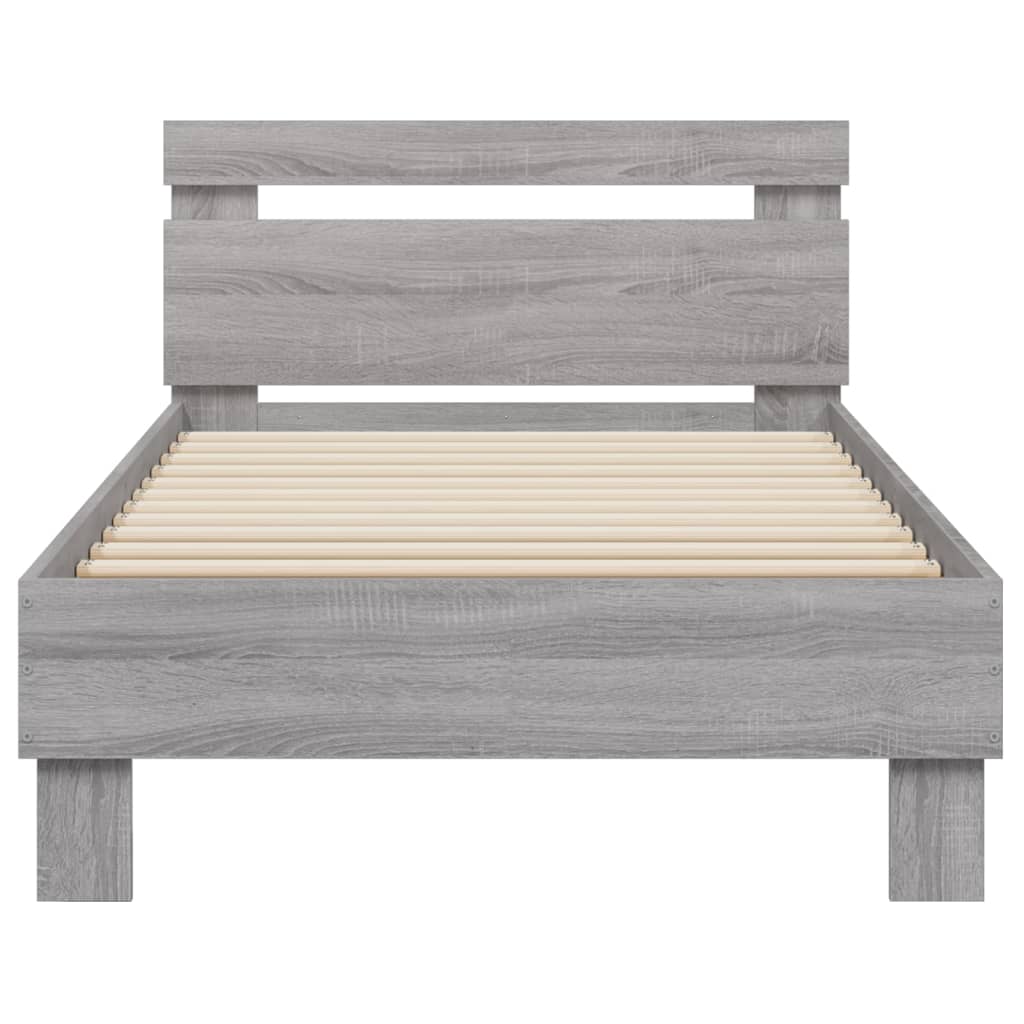 vidaXL Cadru de pat cu tăblie gri sonoma 75x190 cm lemn prelucrat