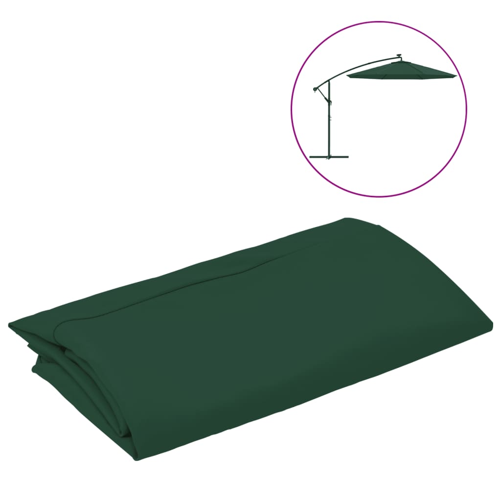 vida XL Pânză de schimb umbrelă de soare consolă, verde, 350 cm