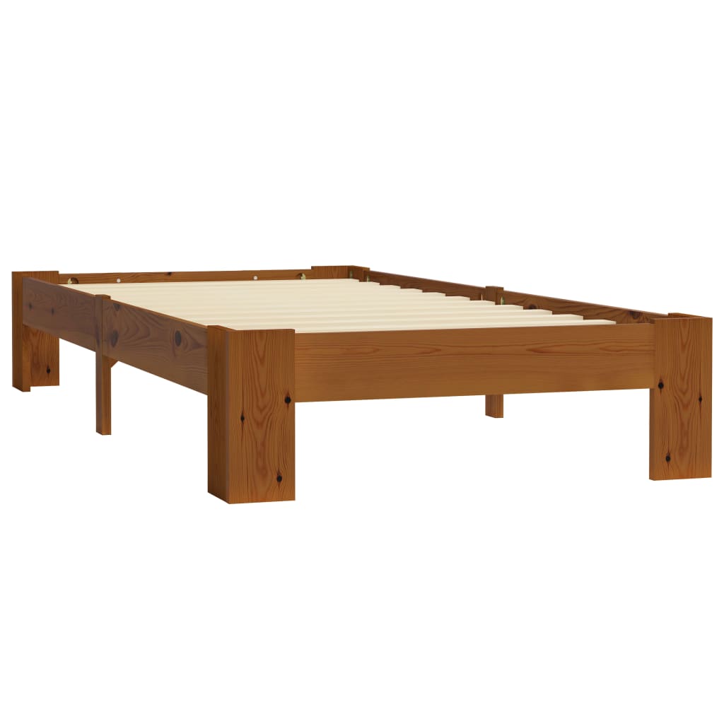 vidaXL Cadru de pat, maro deschis, 100 x 200 cm, lemn masiv de pin