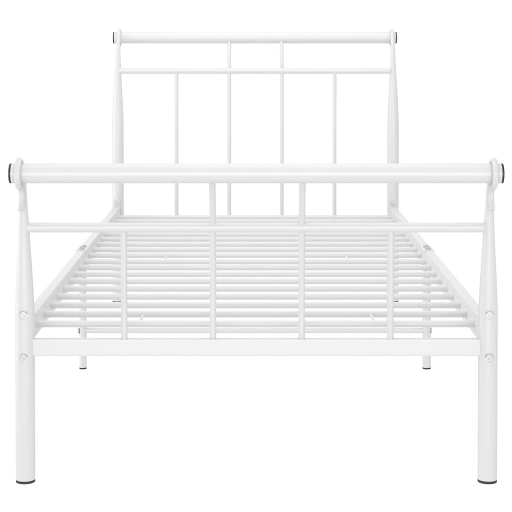 vidaXL Cadru de pat, alb, 100x200 cm, metal