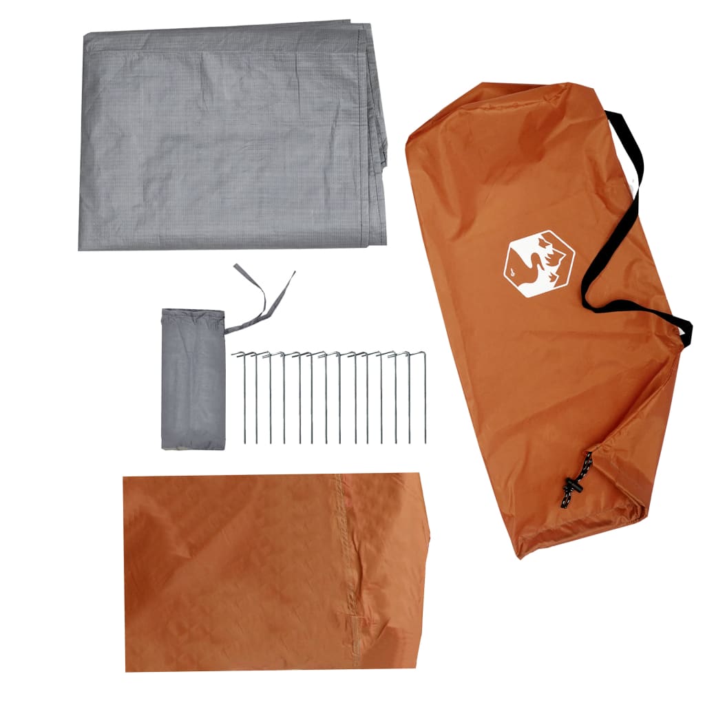 vidaXL Cort de camping tipi 1 persoană, gri/portocaliu, impermeabil