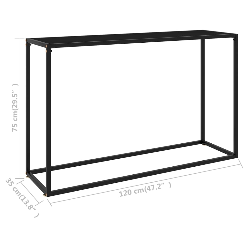 vidaXL Masă consolă, negru, 120x35x75 cm, sticlă securizată