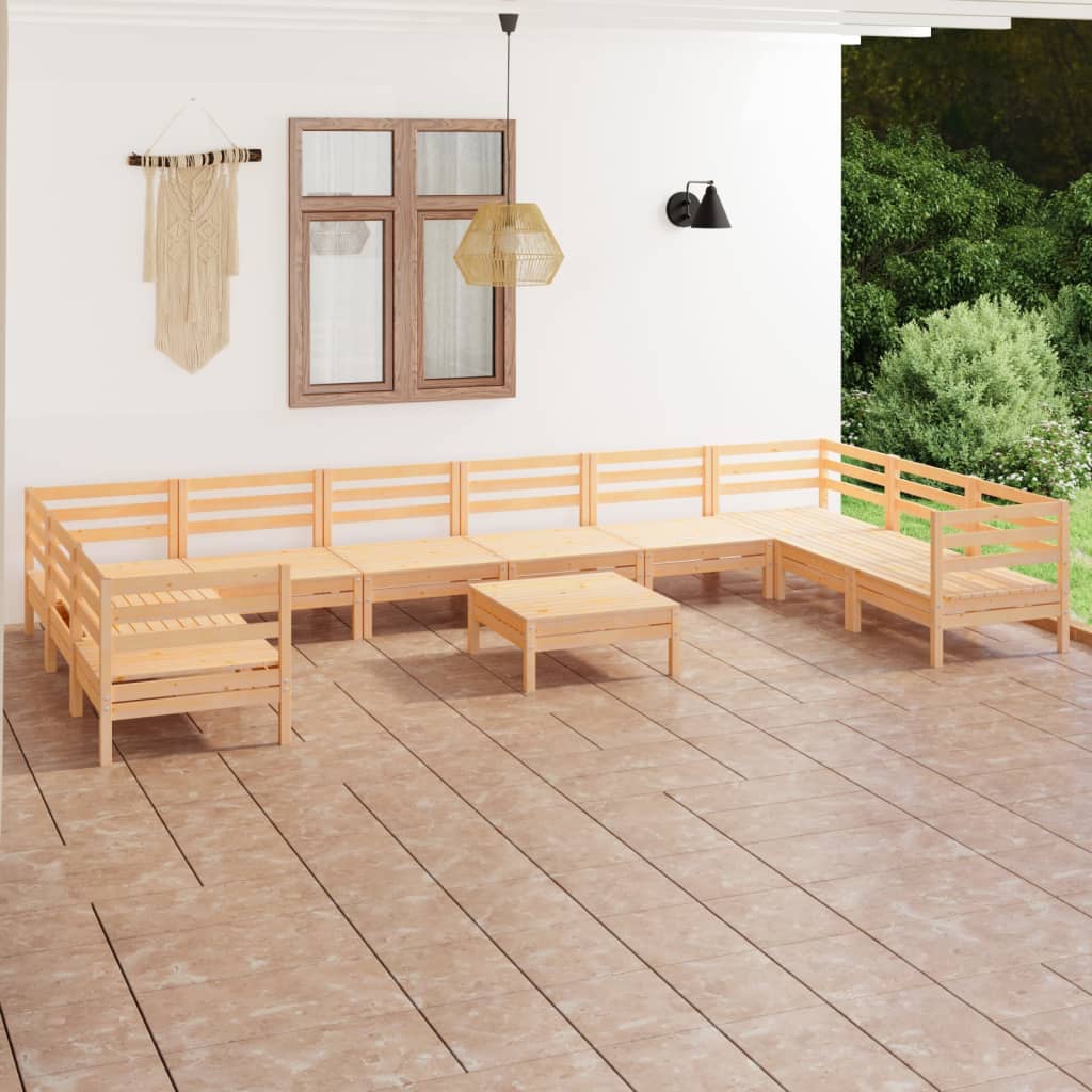 vidaXL Set mobilier grădină, 11 piese, lemn masiv de pin