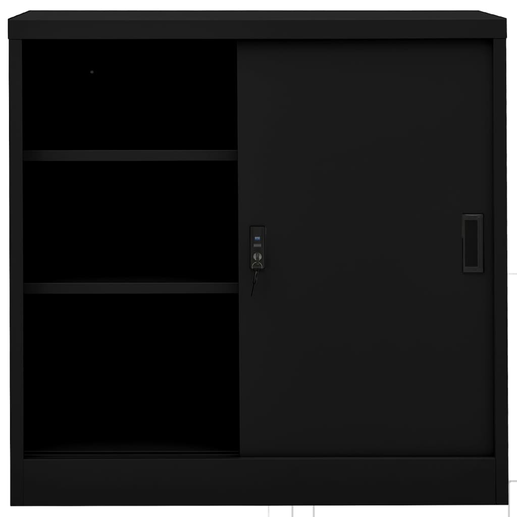 vidaXL Dulap de birou cu ușă glisantă, negru, 90x40x90 cm, oțel