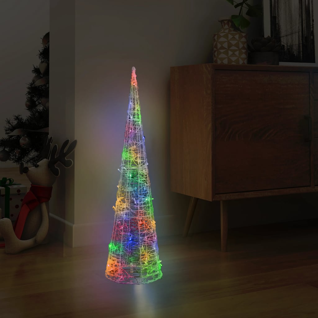 vidaXL Piramidă decorativă con de lumini cu LED colorat 90 cm acril