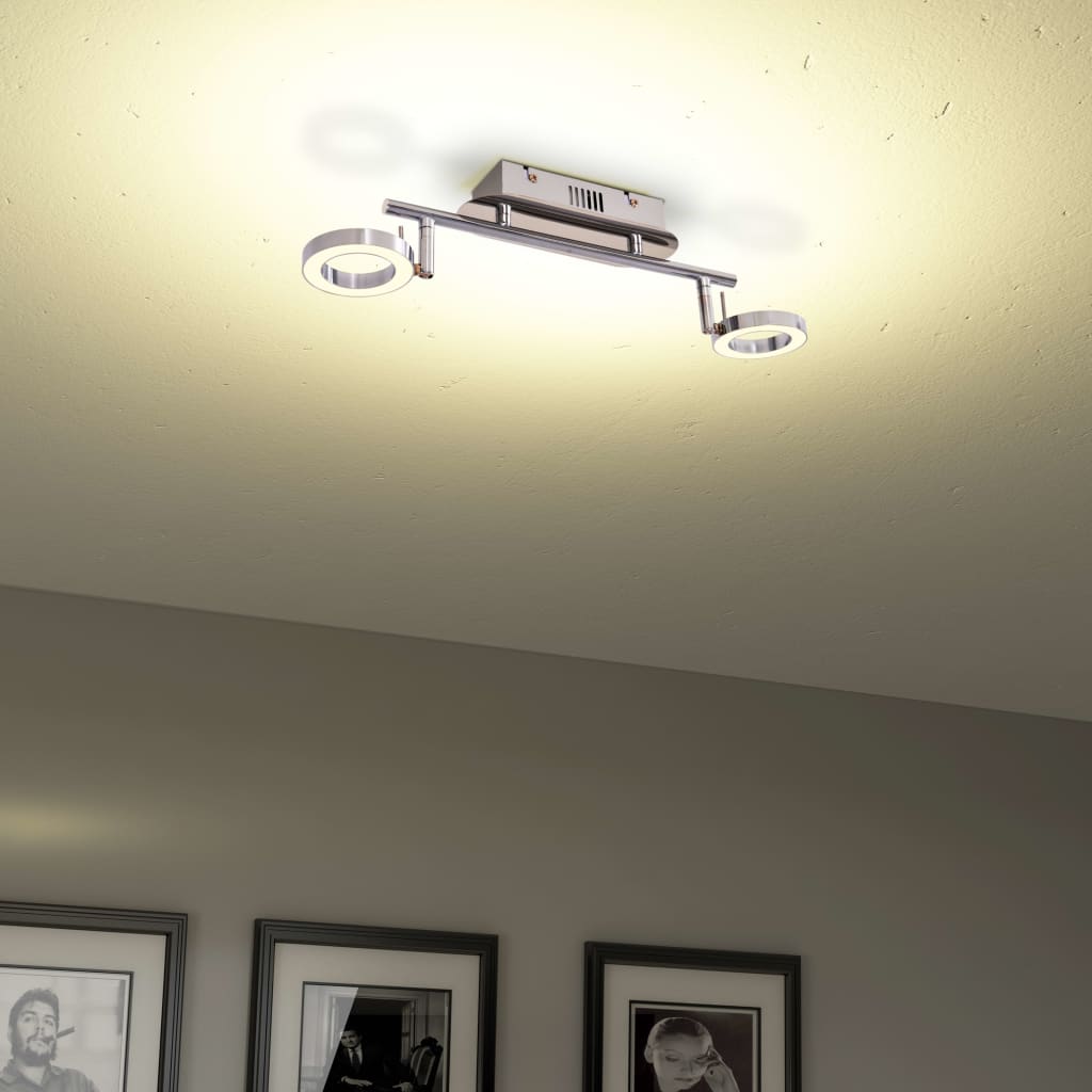 vidaXL Lampă de perete/tavan cu LED cu 2 lumini, alb cald