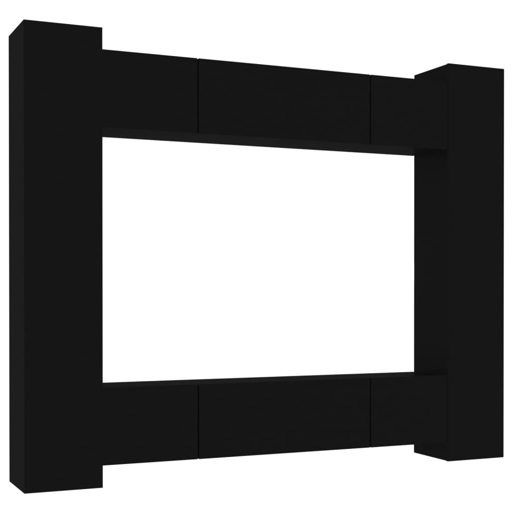 vidaXL Set dulap TV, 8 piese, negru, lemn prelucrat
