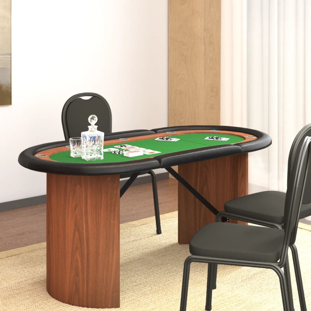 vidaXL Masă de poker, 10 jucători, verde, 160x80x75 cm