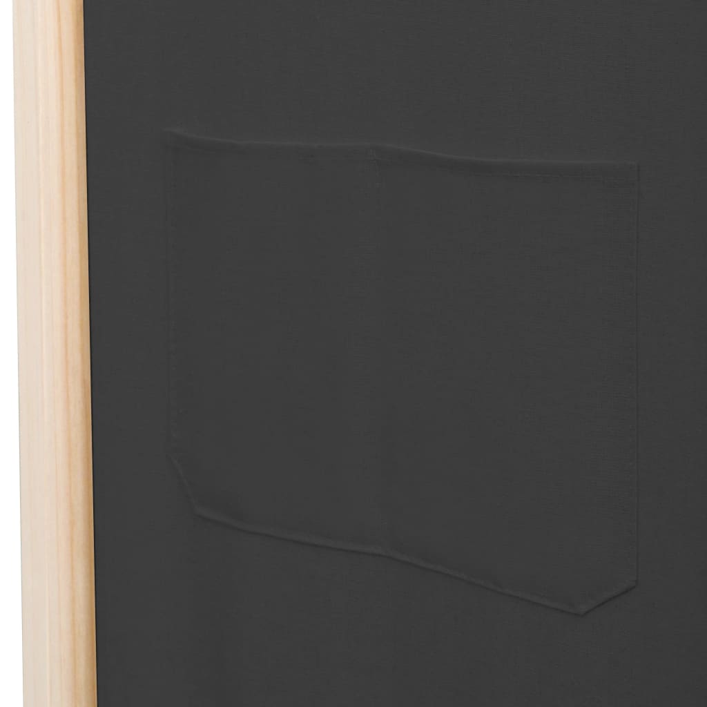 vidaXL Paravan cameră, 5 panouri, gri, 200x170x4 cm, material textil