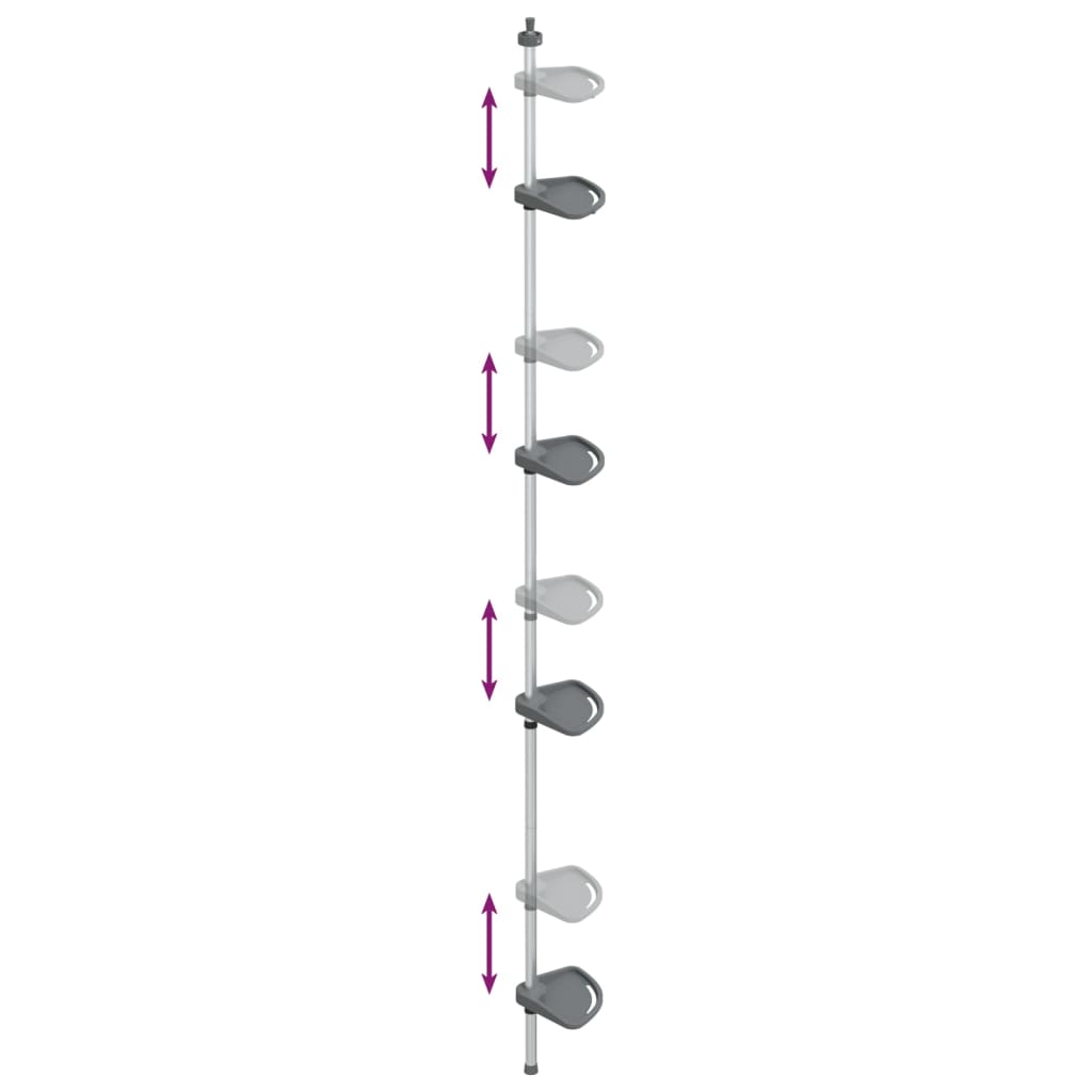 vidaXL Raft de colț pentru duș telescopic 4 niveluri argintiu aluminiu