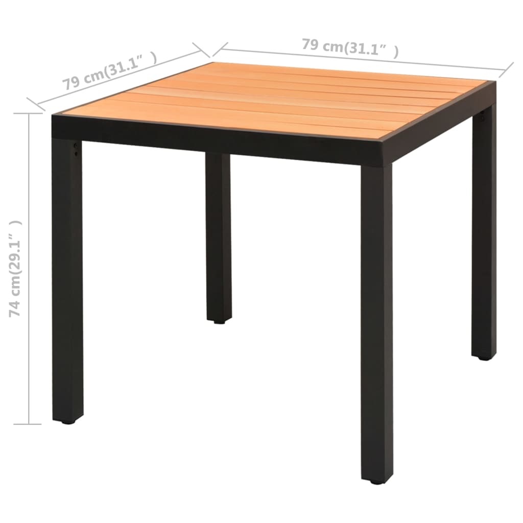 vidaXL Set mobilier masă de grădină, 3 piese, negru și maro, ratan PVC