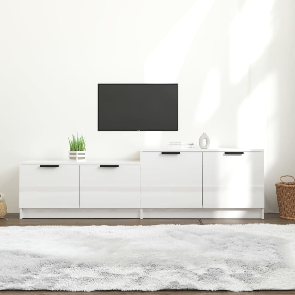 vidaXL Comodă TV, alb extralucios, 158,5x36x45 cm, lemn prelucrat