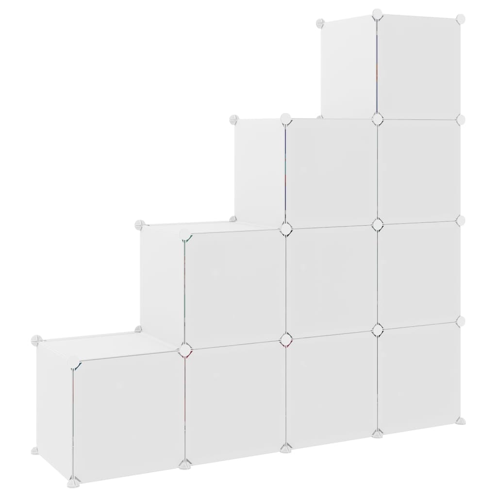 vidaXL Dulap de depozitare cub pentru copii, 10 cuburi, alb, PP
