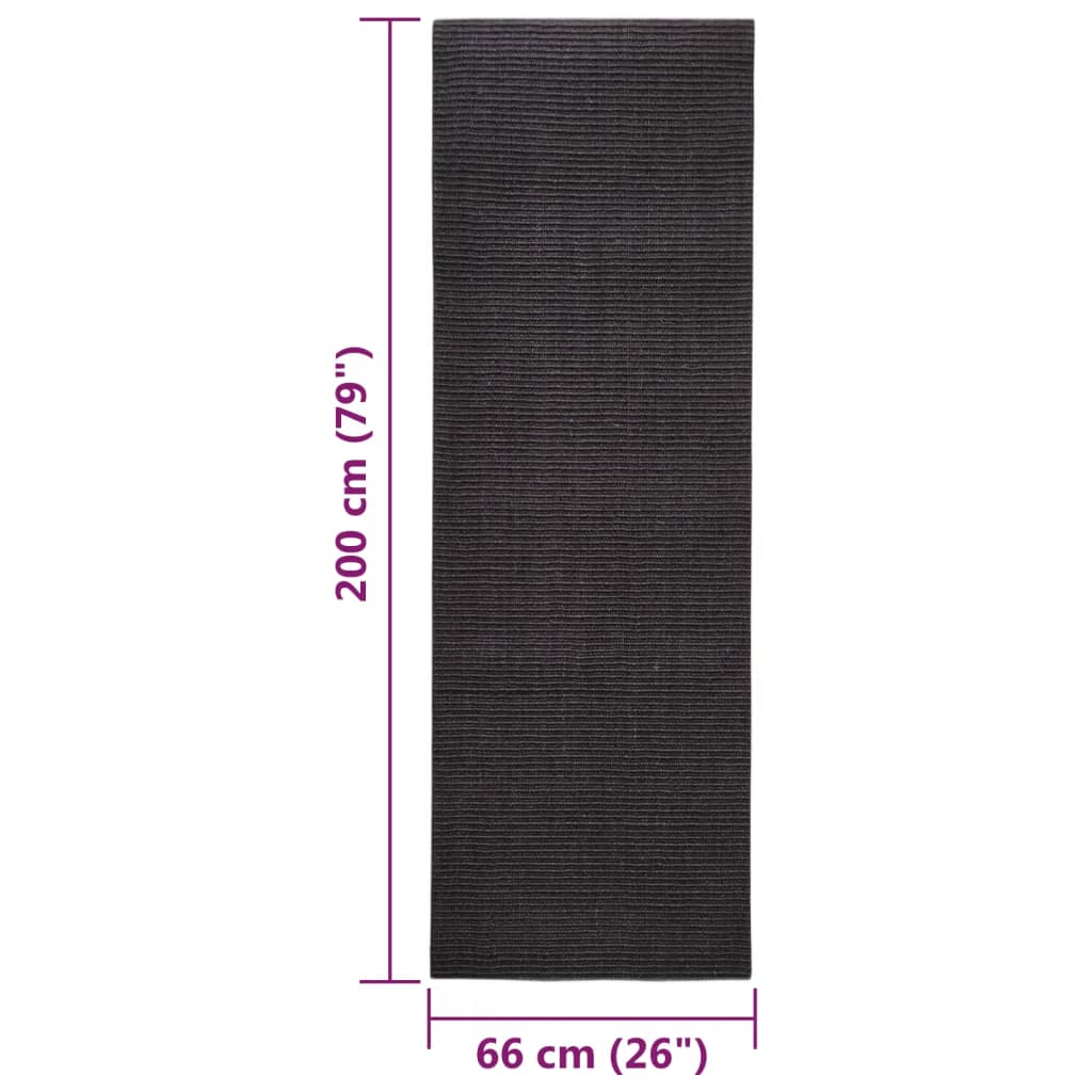 vidaXL Covor din sisal pentru ansamblu de zgâriat, negru, 66x200 cm