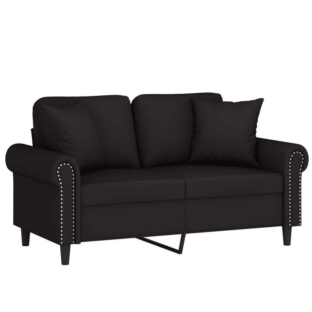 vidaXL Canapea cu 2 locuri cu pernuțe, negru, 120 cm, catifea