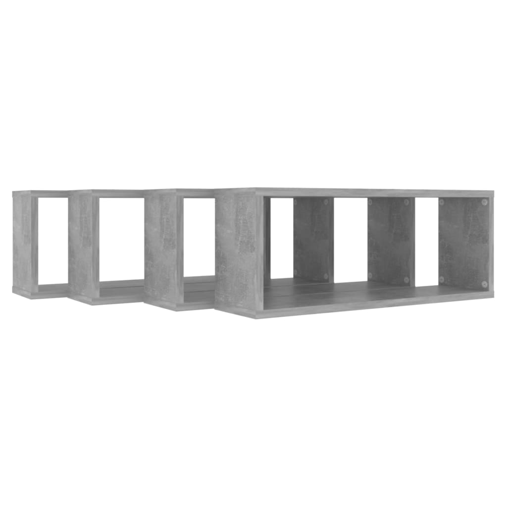 vidaXL Rafturi de perete cub, 4 buc, gri beton, 60x15x23 cm, PAL