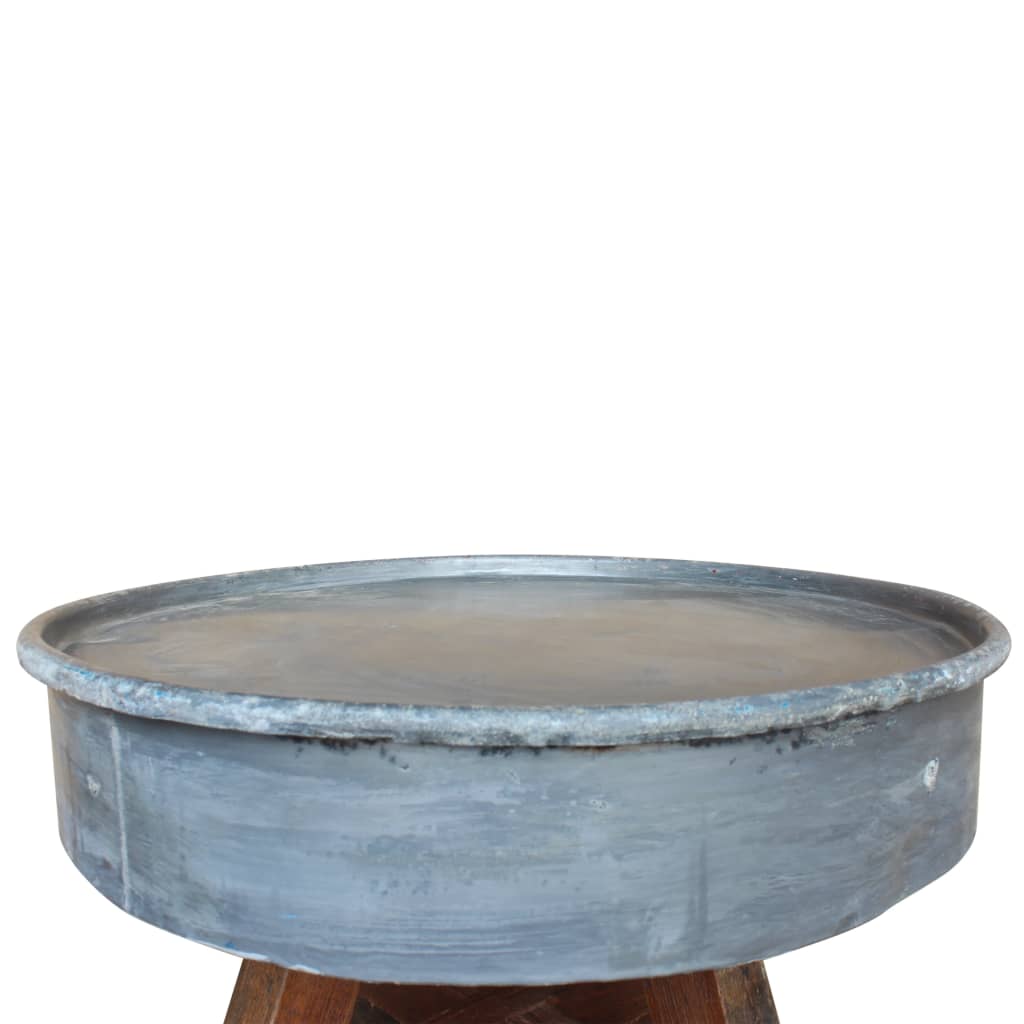 vidaXL Măsuță de cafea Lemn masiv reciclat 60 x 45 cm Argintiu