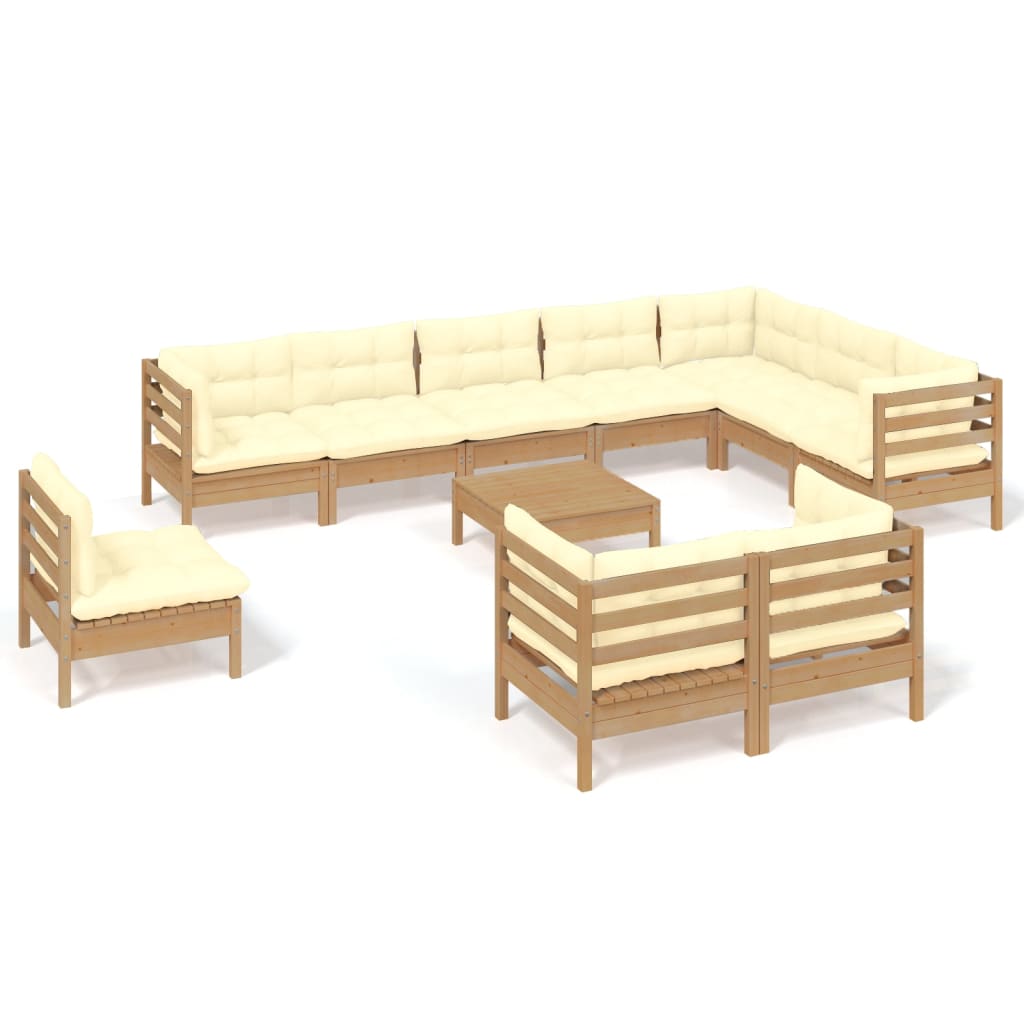 vidaXL Set mobilier relaxare grădină perne 11piese lemn pin maro miere