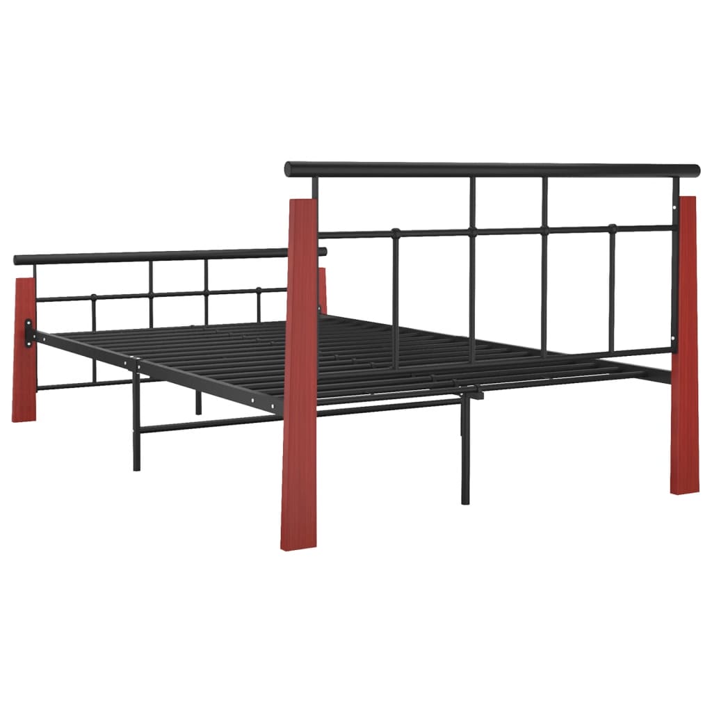 vidaXL Cadru de pat, 120x200 cm, metal și lemn masiv de stejar