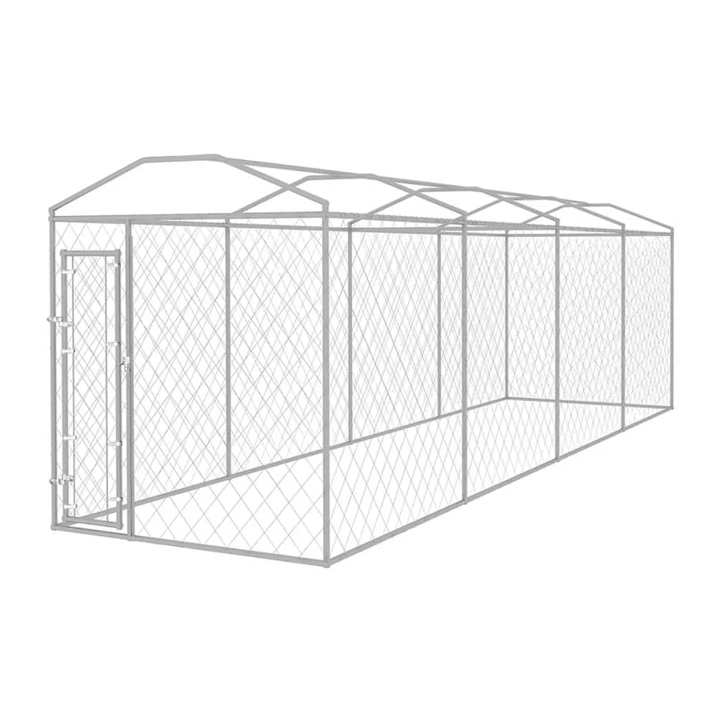 vidaXL Padoc pentru câini de exterior, cu acoperiș, 8 x 2 x 2,4 m