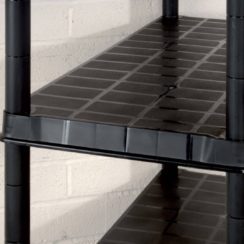 vidaXL Raft de depozitare cu 5 polițe, negru, 85x40x185 cm, plastic
