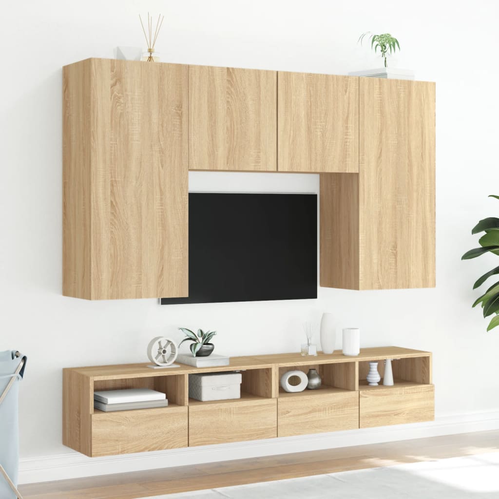 vidaXL Unități TV de perete, 5 piese, stejar sonoma, lemn prelucrat