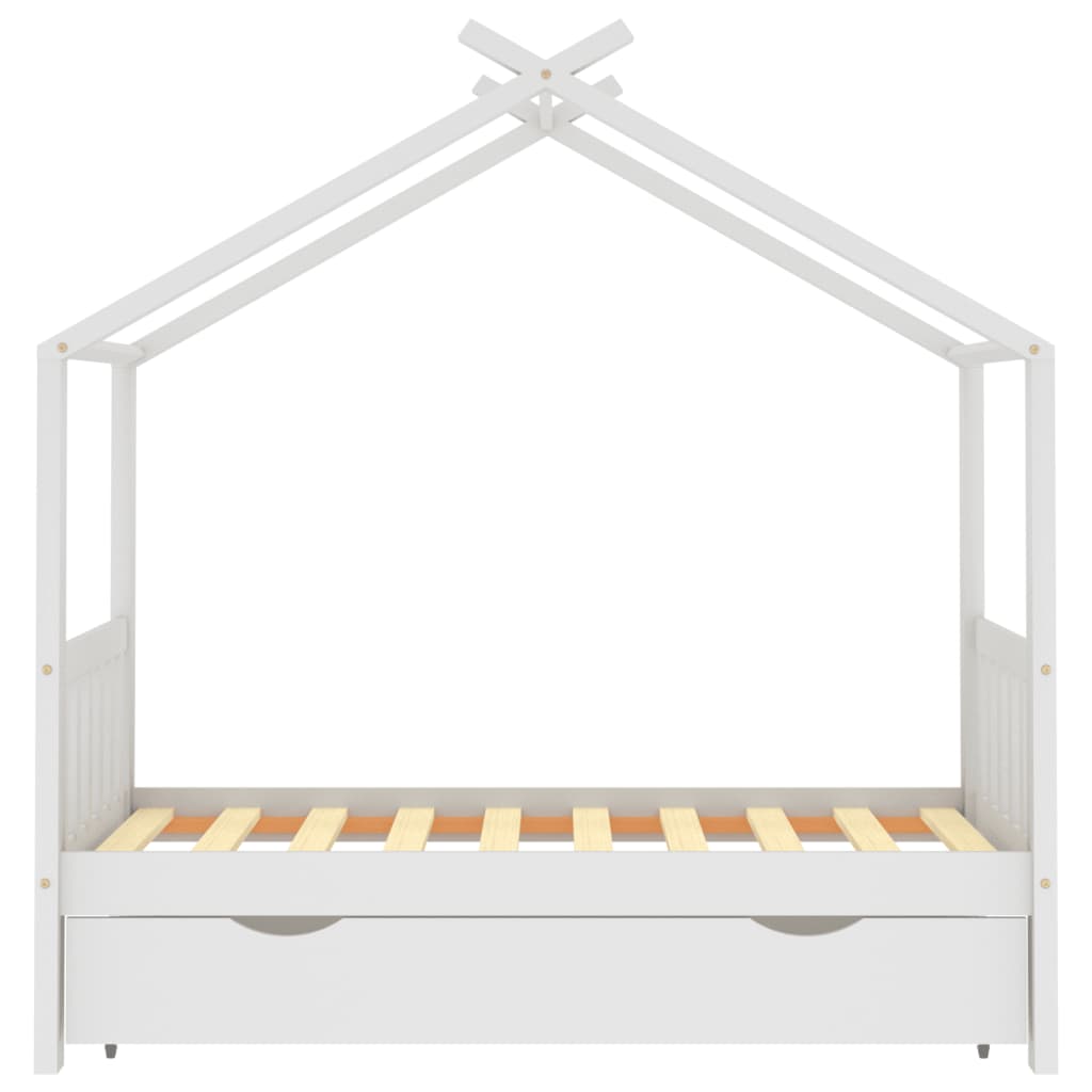 vidaXL Cadru pat de copii cu un sertar, alb, 80x160 cm, lemn masiv pin