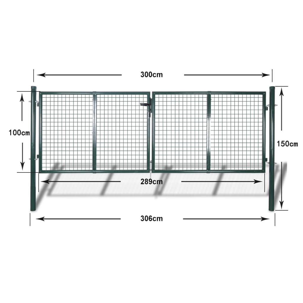 Gard de grădină plasă, poartă gard grilaj, 289x75 cm/306x105 cm