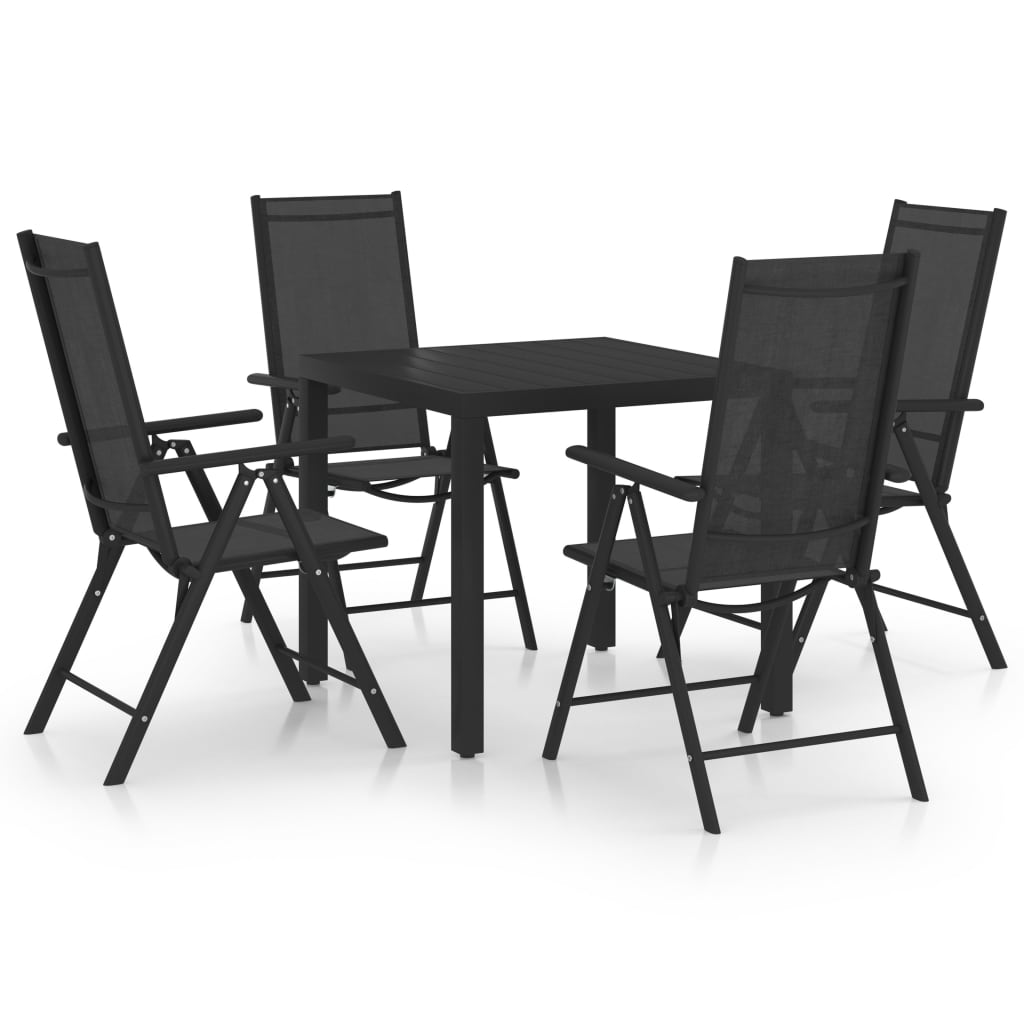 vidaXL Set de masă pentru grădină, 5 piese, negru, aluminiu