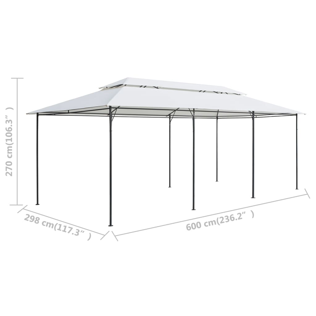 vidaXL Pavilion, alb, 600 x 298 x 270 cm, 180g/m²
