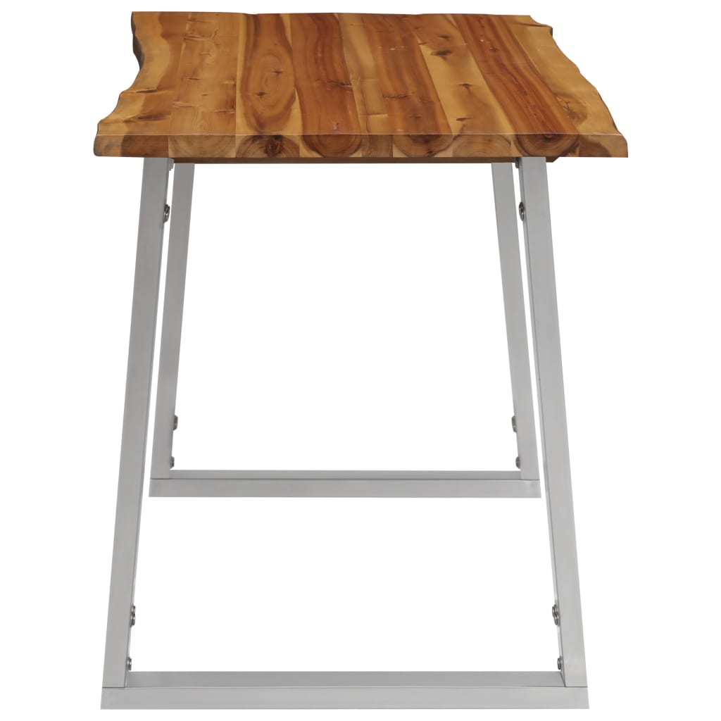 vidaXL Masă de bucătărie, 120x65x75 cm, lemn acacia & oțel inoxidabil