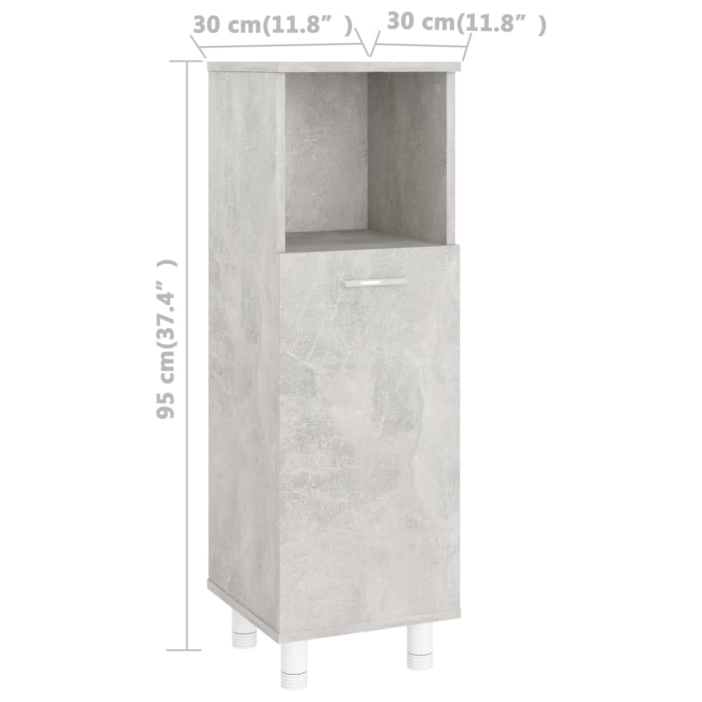 vidaXL Dulap de baie, gri beton, 30 x 30 x 95 cm, PAL