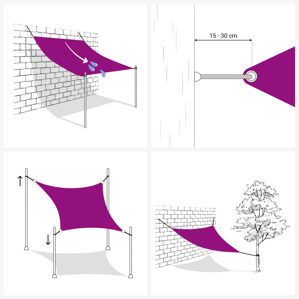vidaXL Pânză parasolar, cărămiziu, 4x4 m, țesătură oxford, pătrat