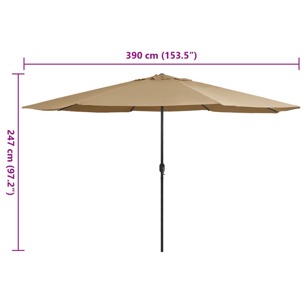 vidaXL Umbrelă de soare de exterior, stâlp metalic, gri taupe, 400 cm