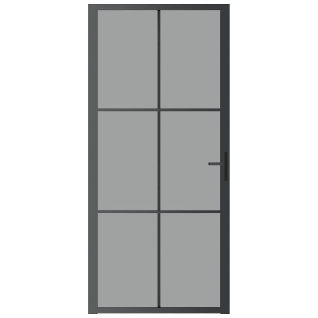 vidaXL Ușă de interior, 93x201,5 cm, negru, sticlă ESG și aluminiu