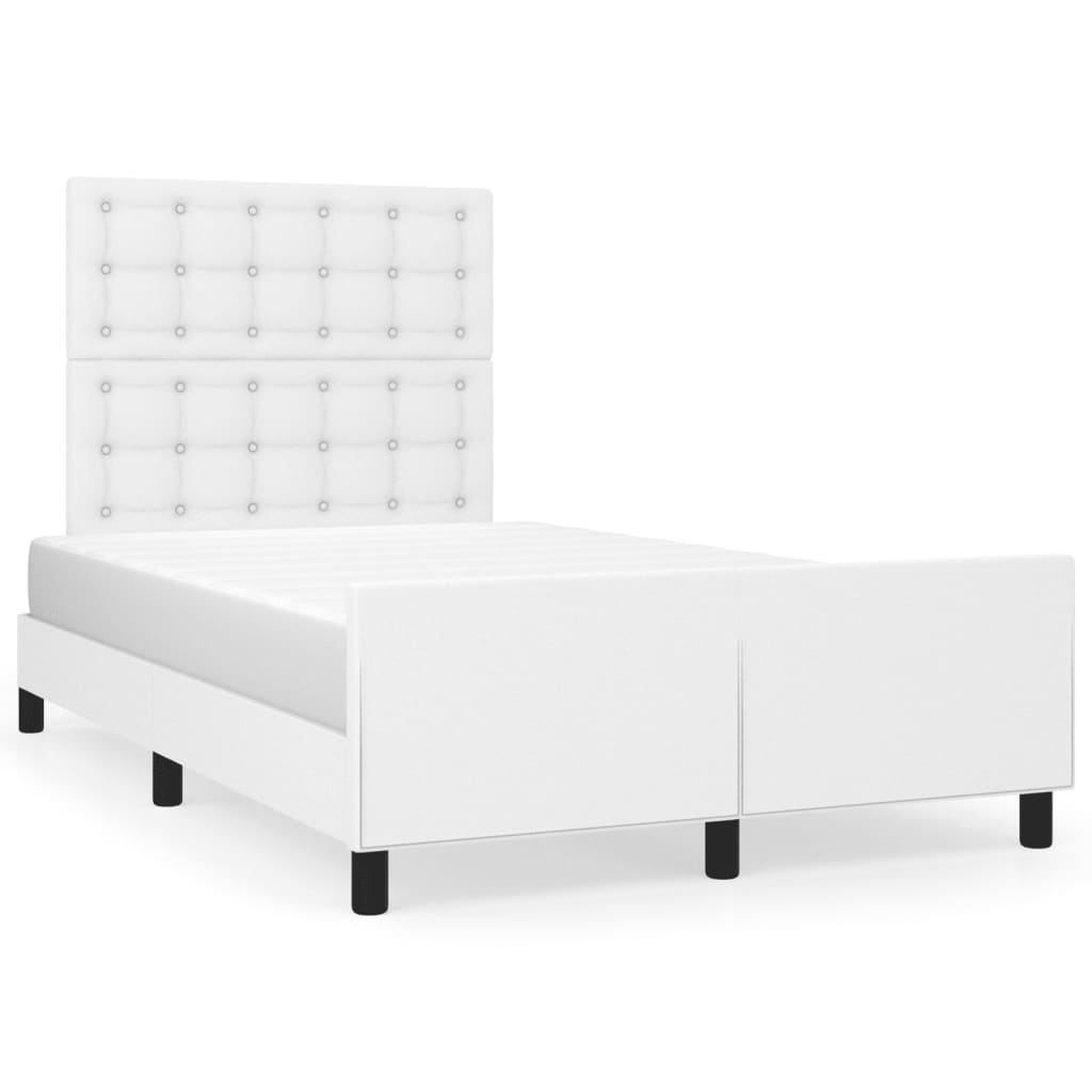 vidaXL Cadru de pat cu tăblie, alb, 120x200 cm, piele ecologică